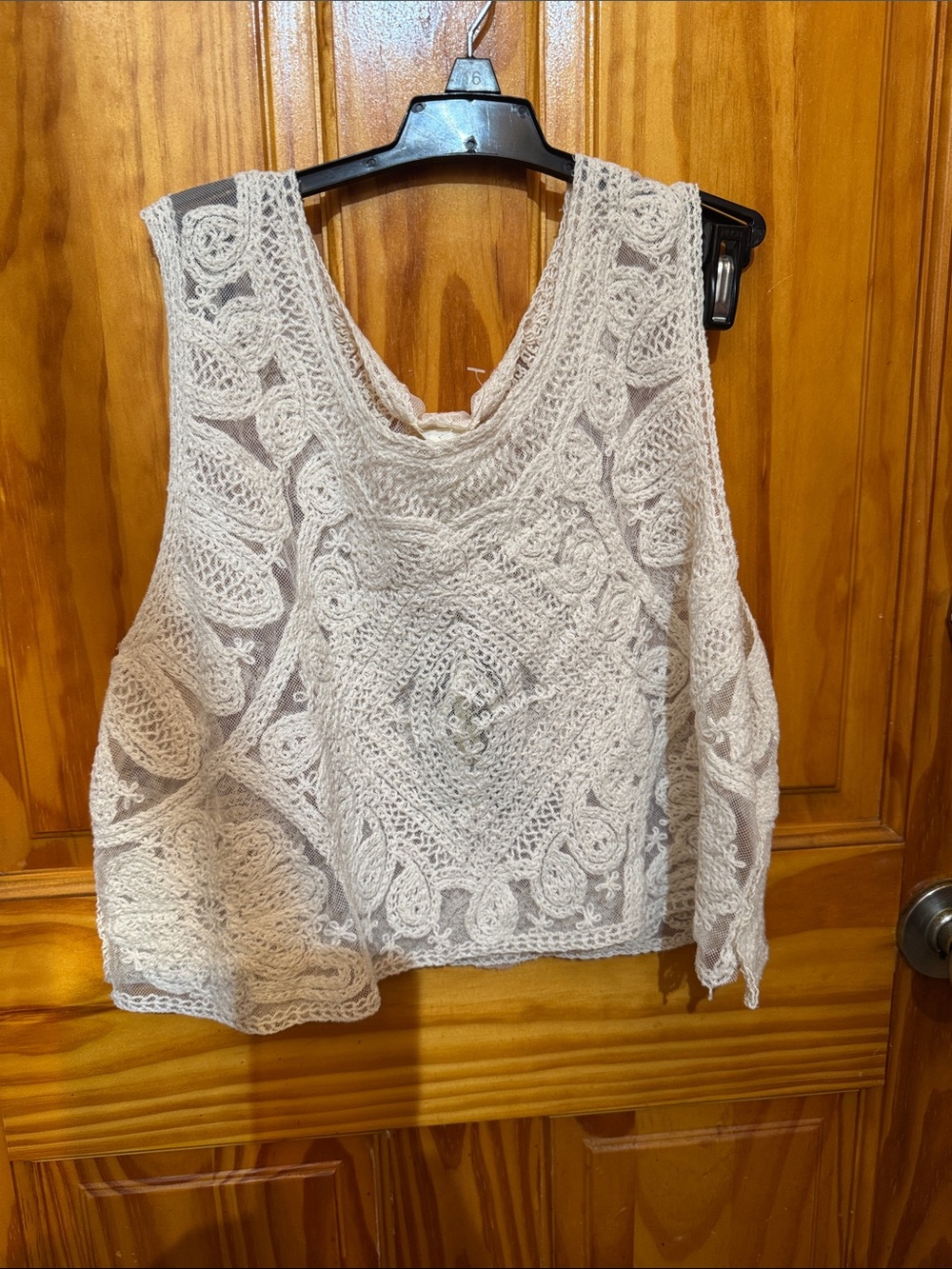 Ultra Pink Cream Crochet Lace Tank Top